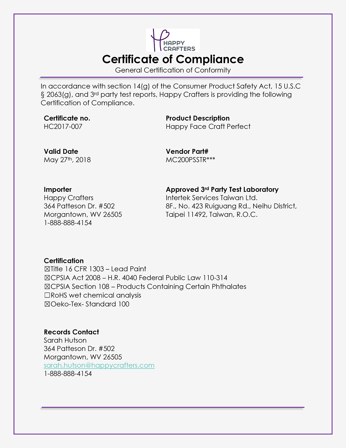 CPSIA-certifications